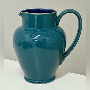 Vintage Discontinued Denby England HARLEQUIN Teal Blue 60 oz Pitcher Jug